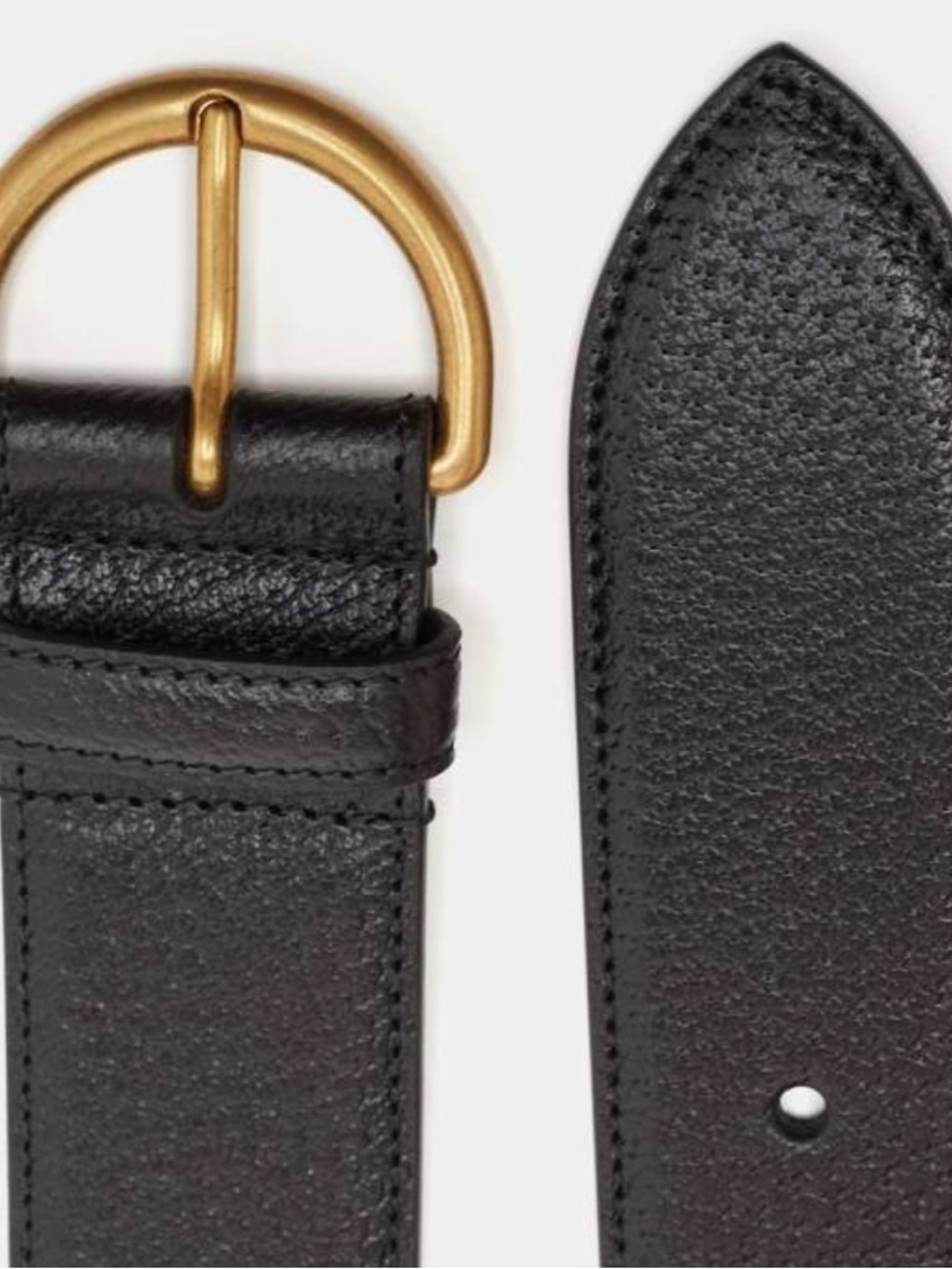 Gucci Black Leather Belt with Gold-Tone Round Buckle The buckle has signed used - Picture 6 of 7